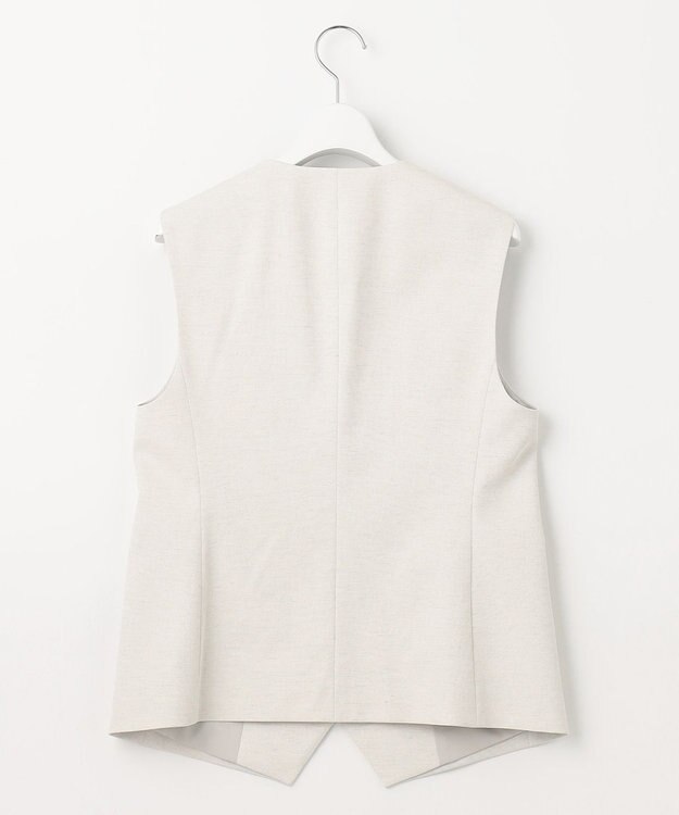 23区 L 【セットアップ対応/洗える】コットンリネン オックスストレッチ ジレ アイボリー系