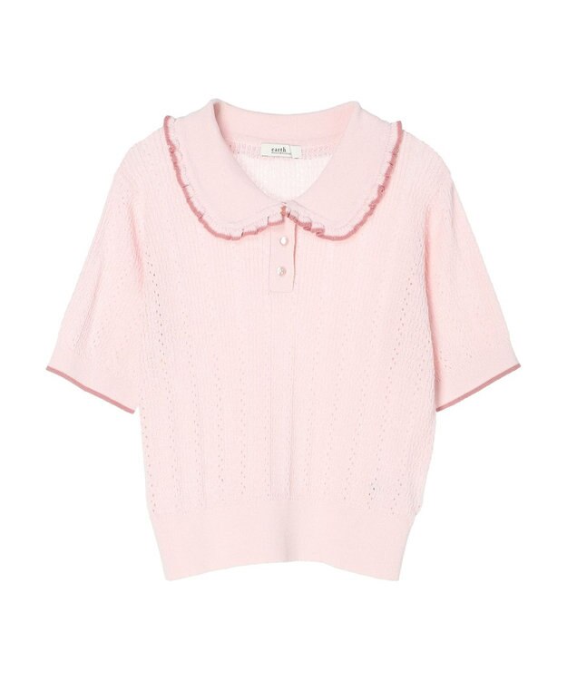 earth music&ecology フリルニットポロ Pink