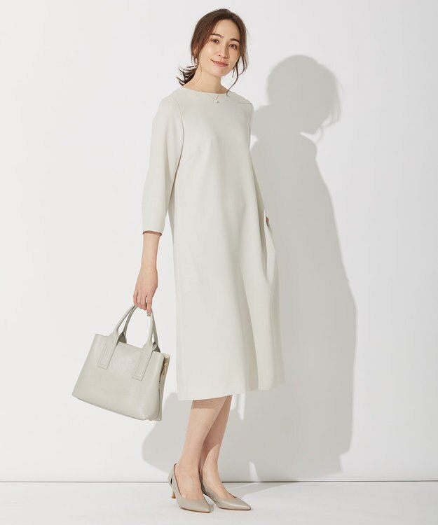 自由区 L 【セットアップ可】ダブルクロス サックワンピース ベージュ系