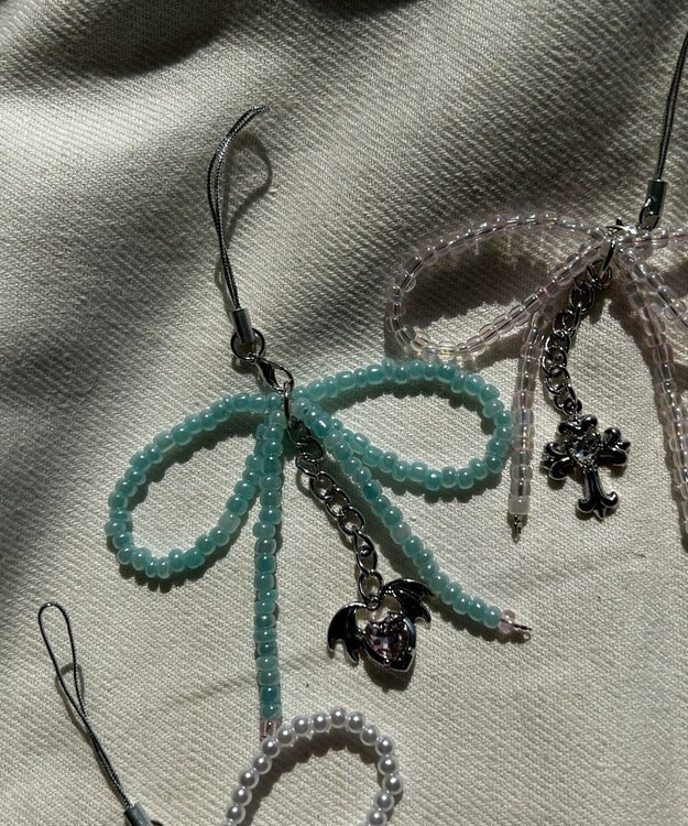 WEGO リボンビーズストラップキーホルダー 柄5