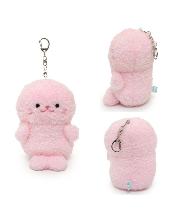 Mother garden しろたん ついてきちゃうマスコット  キーホルダー 12cm 《もふもふ ピンク》 単品 ピンク