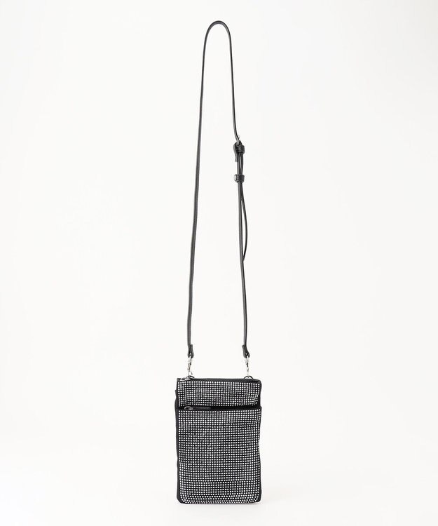 LA BAGAGERIE ラインストーンポシェット ガンメタリック