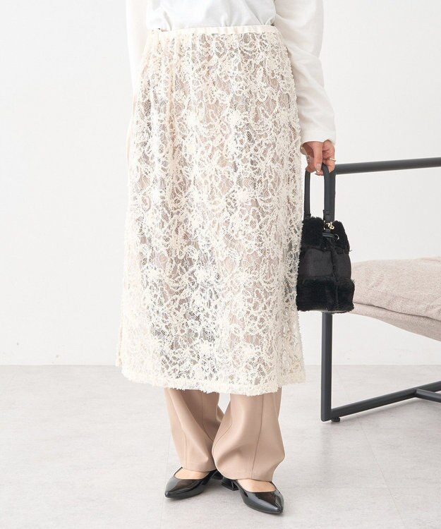 earth music&ecology モールレースラップスカート Ivory