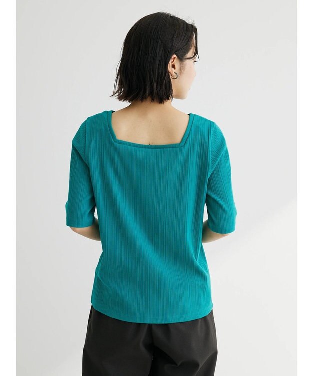 Green Parks 前後２ｗａｙリブ５分袖プルオーバー Black