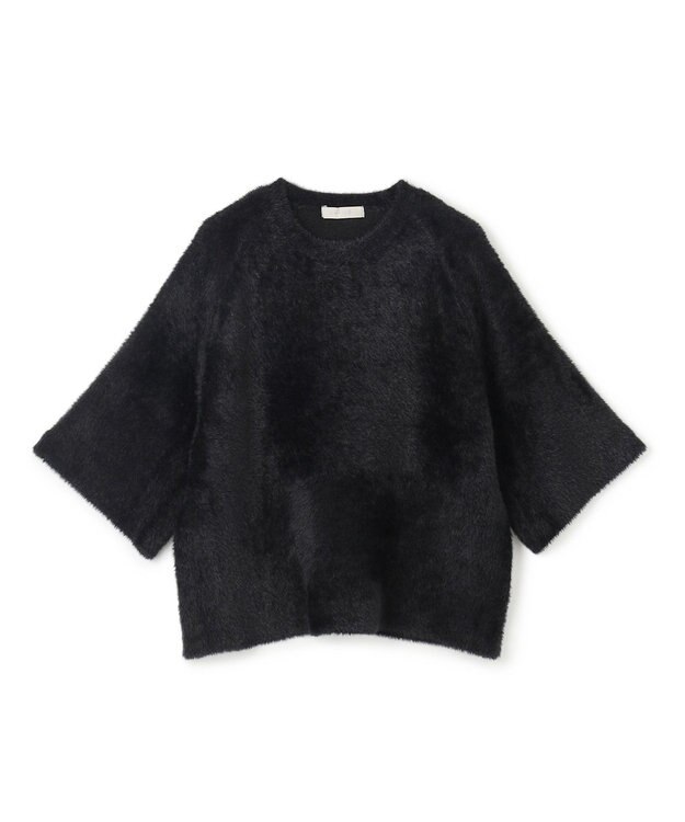 UNFILO L ナイロンシャギー  ハーフスリーブ プルオーバー ブラック