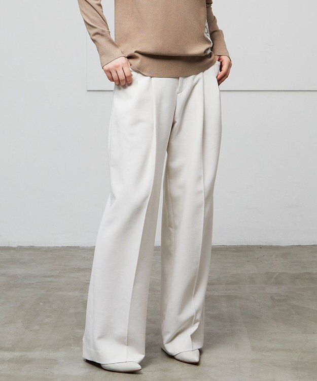 BEIGE， LAC / 2WAYストレッチワイドタックパンツ Ecru