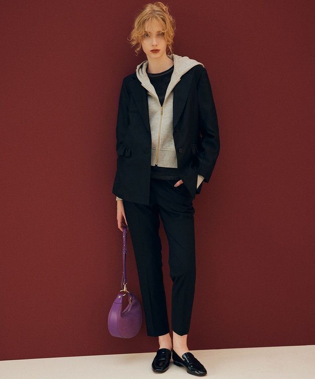 組曲 L ハンサムツイルテーパード パンツ ブラック系