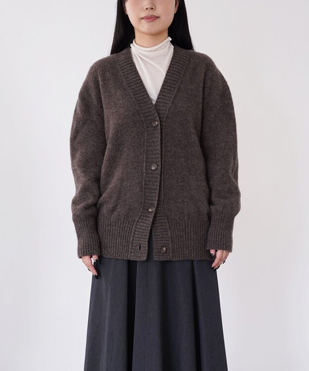 TOQUE 〈大草直子さんアドバイザー〉ベビーアルパカ×ウール縮絨ニットカーディガン ブラウン