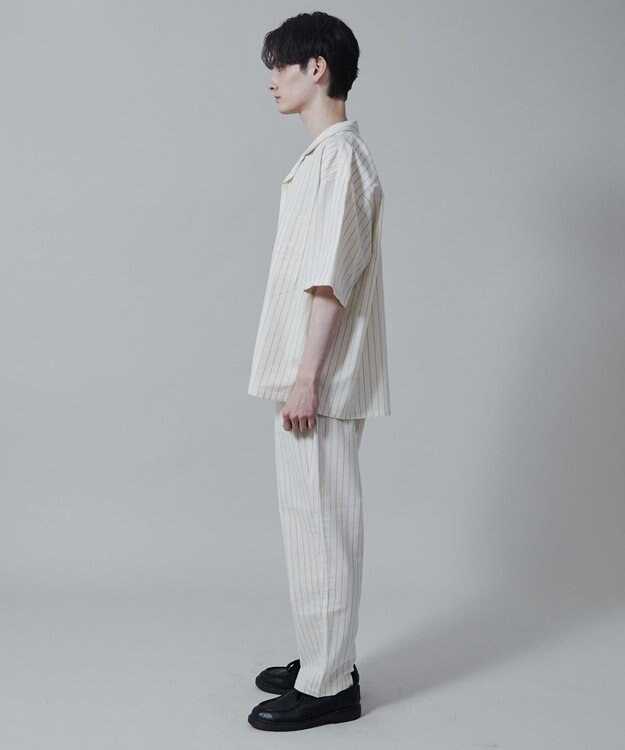 WEGO 【ユニセックス着用アイテム/手洗い可/SETUP可】リネンレーヨンオープンカラーシャツ（S） オフホワイト