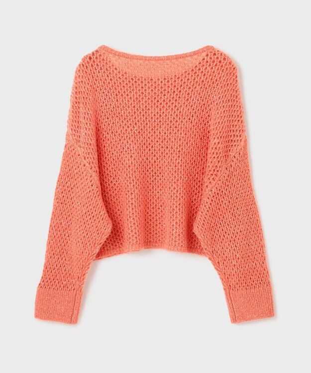 GRACE CONTINENTAL スパンメッシュニットトップ オレンジ