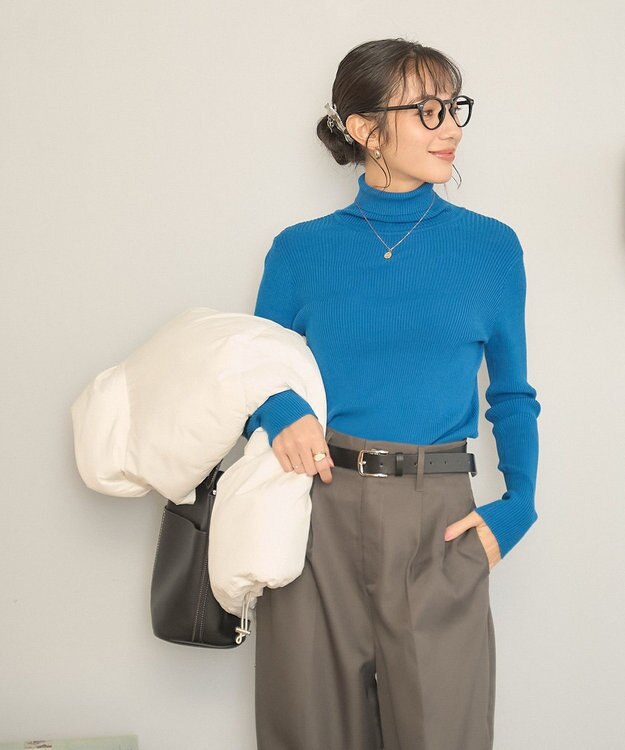 WEGO 【手洗い可】タートルネックニット ブルー