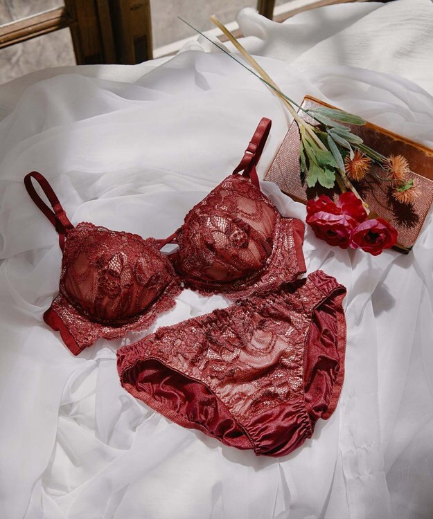 San-ai Resort（三愛水着楽園） 【WEB限定】【プチプラブラセット】純欲カラーヌーディーレーシーストリングブラ＆ショーツセット 【northerly】 ボルドー