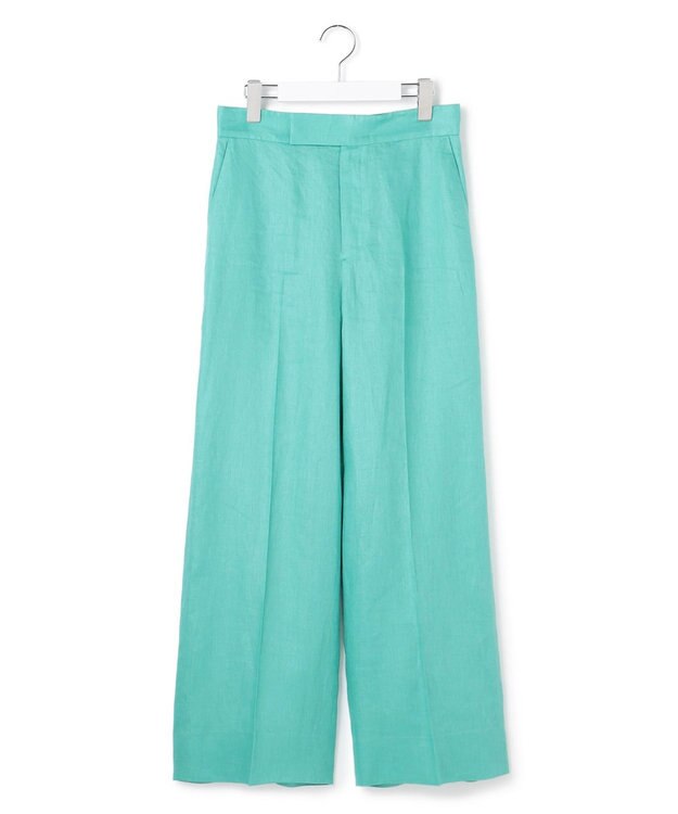 23区 【エステータ】チンツリネン ストレート ワイドパンツ ターコイズブルー系