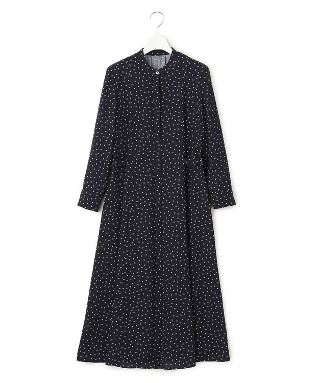 23区 【洗える】バックサテンアムンゼン タイプリント ワンピース ネイビープリント