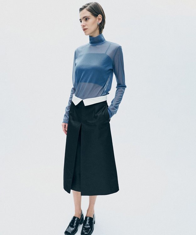 uncrave トリコットシフォン タートルトップス サックス