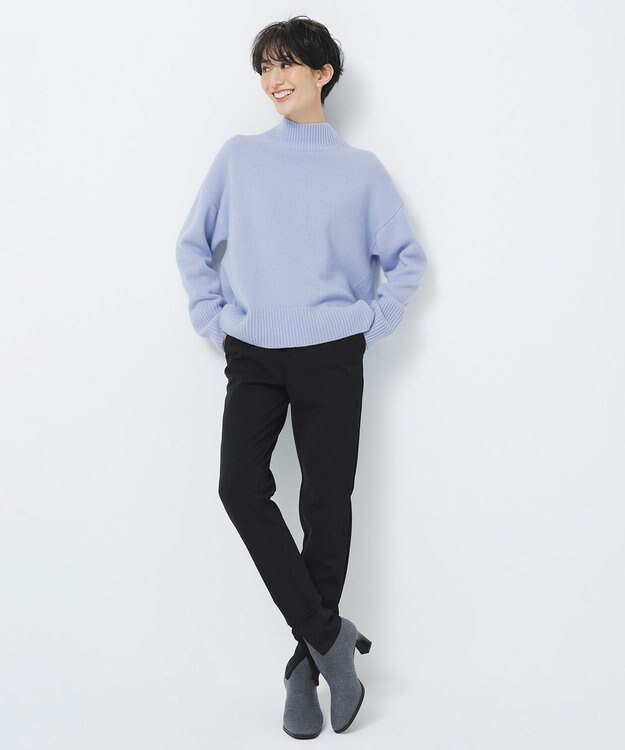 UNFILO カシミヤブレンド ハイネックニット サックス