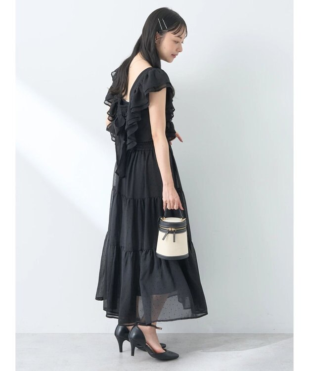 earth music&ecology フロッキードットフリルビスチェ Black