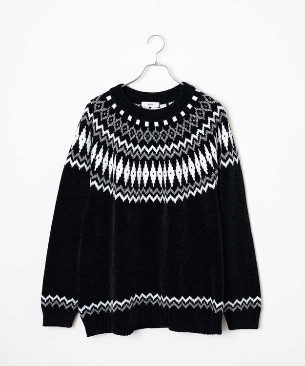 WEGO ベロアモール総柄ラグランプルオーバー 柄1