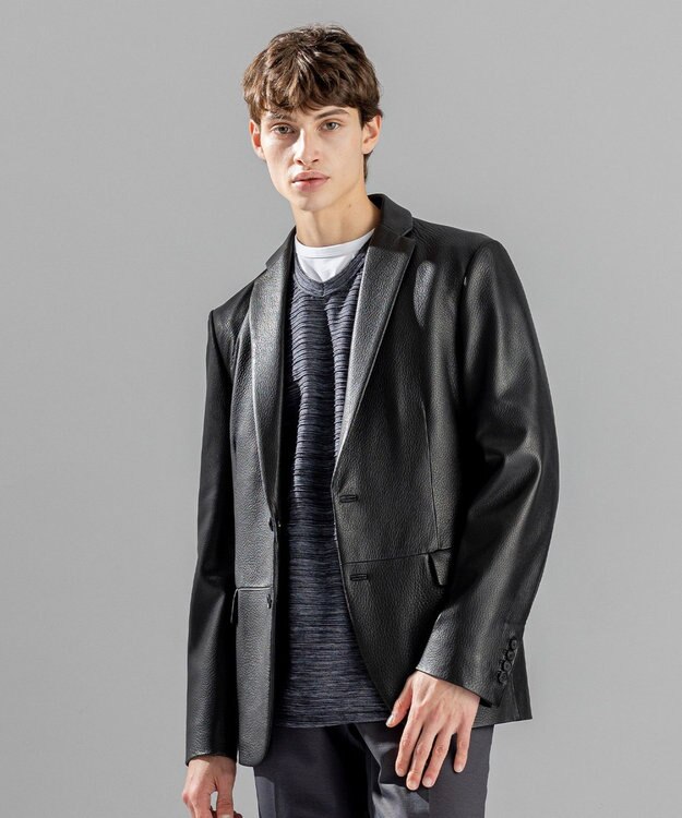 JOSEPH HOMME 【LEON 掲載】<WEB限定>ライトゴートシュリンクレザー　ジャケット ブラック系