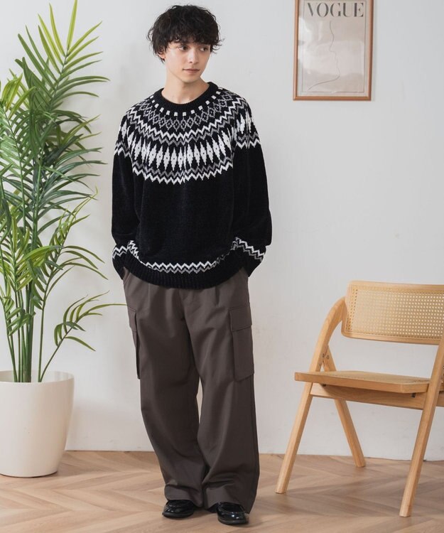 WEGO ベロアモール総柄ラグランプルオーバー 柄1