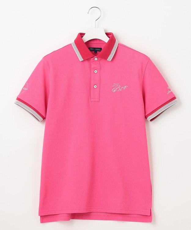 23区GOLF 【MEN】【UVケア/吸水速乾】ハニカムカノコ 半袖ポロシャツ ピンク系