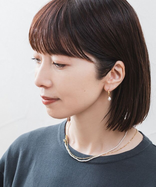 Pisceans ベビーパール&デザインチェーン2setネックレス マットゴールド