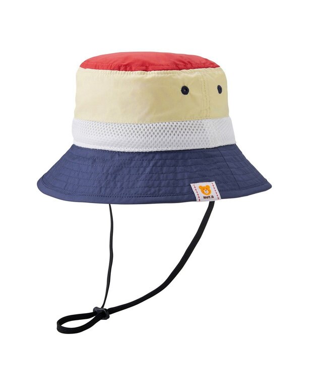 MIKI HOUSE HOT BISCUITS 【48-54cm】 日よけ付き サファリハット 赤×紺