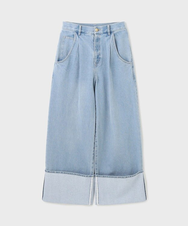 GRACE CONTINENTAL ロールアップワイドパンツ サックス