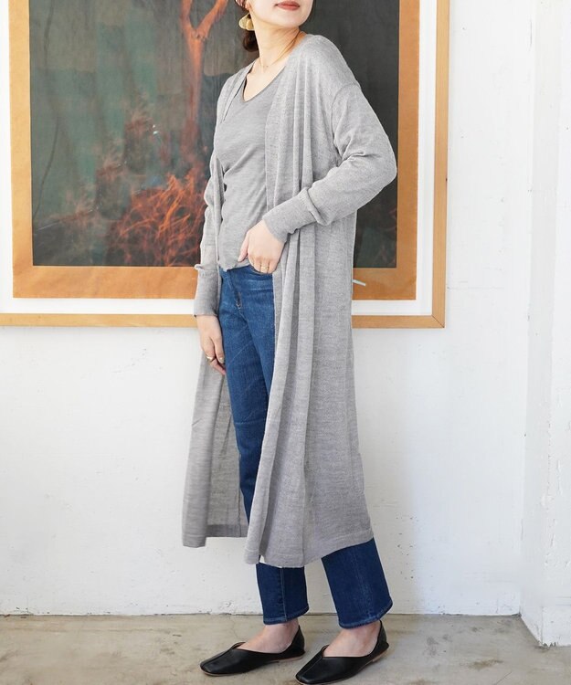 TOQUE 〈大草直子さんアドバイザー〉アルパカシルクニット ロングカーディガン グレー