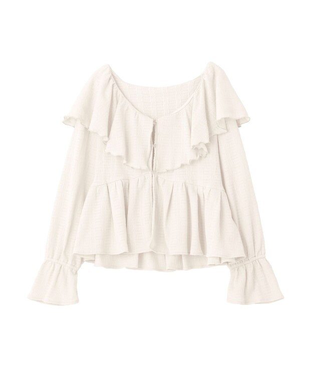 earth music&ecology 【予約】ラッフルカラーカットブラウス アイボリー