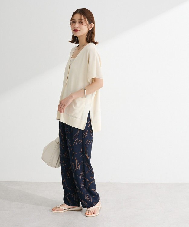 Green Parks 柄イージーパンツⅡ（テーパード） Navy