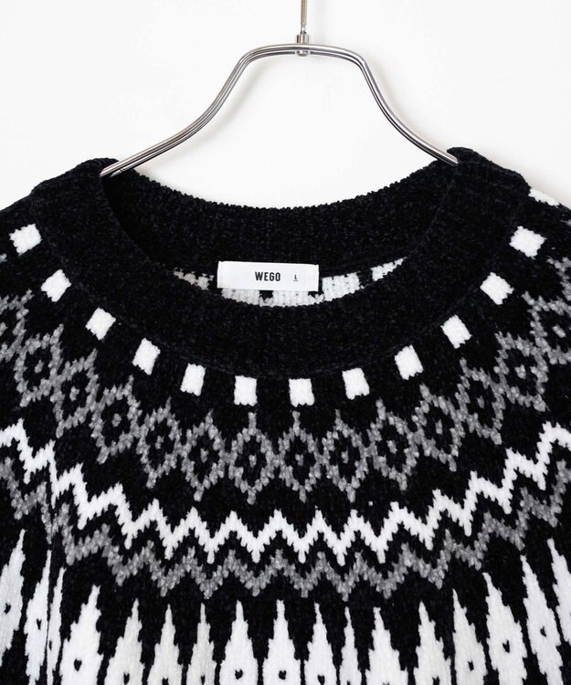 WEGO ベロアモール総柄ラグランプルオーバー 柄1