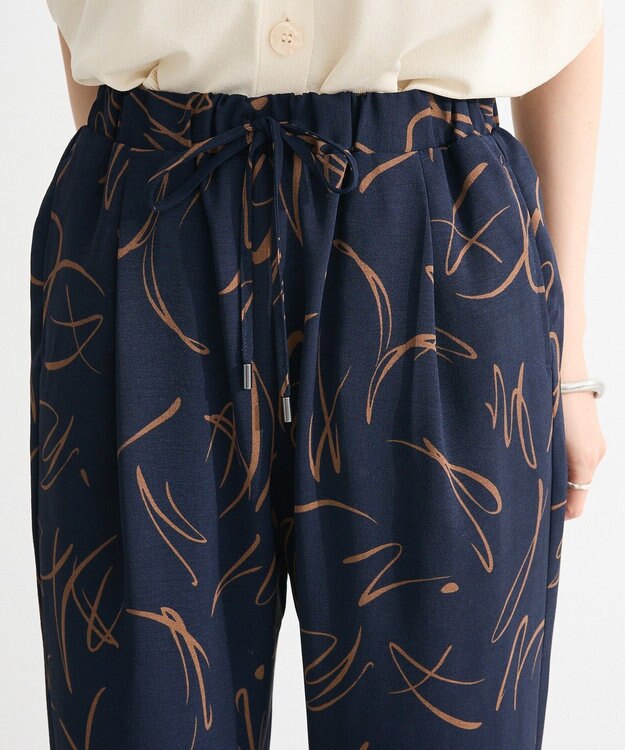 Green Parks 柄イージーパンツⅡ（テーパード） Navy