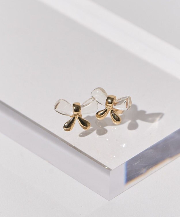 AMERICAN HOLIC クリアメタルリボンピアス Gold