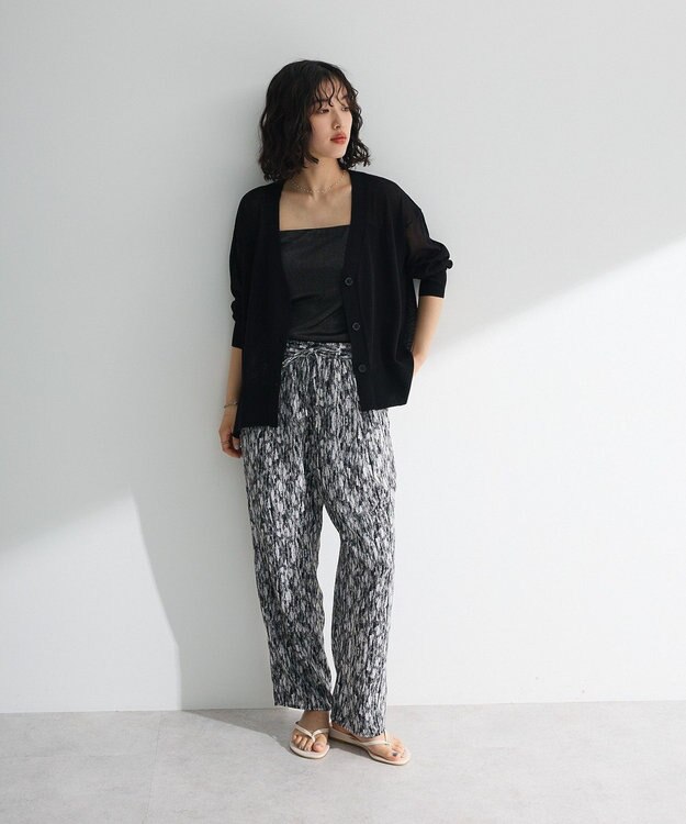 Green Parks 柄イージーパンツⅡ（テーパード） Navy