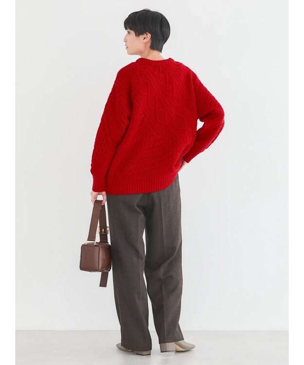 AMERICAN HOLIC パッチワークケーブルニットチュニック Red