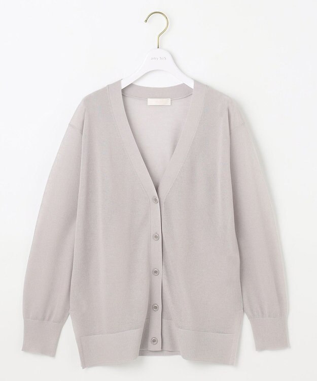 ANY SIS 【洗える】シアーVネック カーディガン ライトグレー