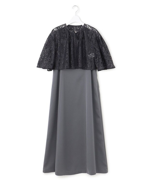 23区 【APPLAUDIR】ブライトフラワーレースコンビ ドレス スレートグレー系