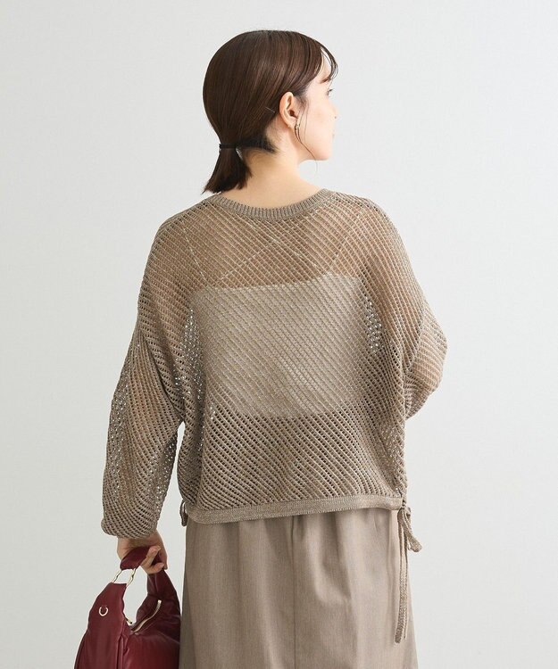 Green Parks ラメメッシュニットプルオーバー Gray