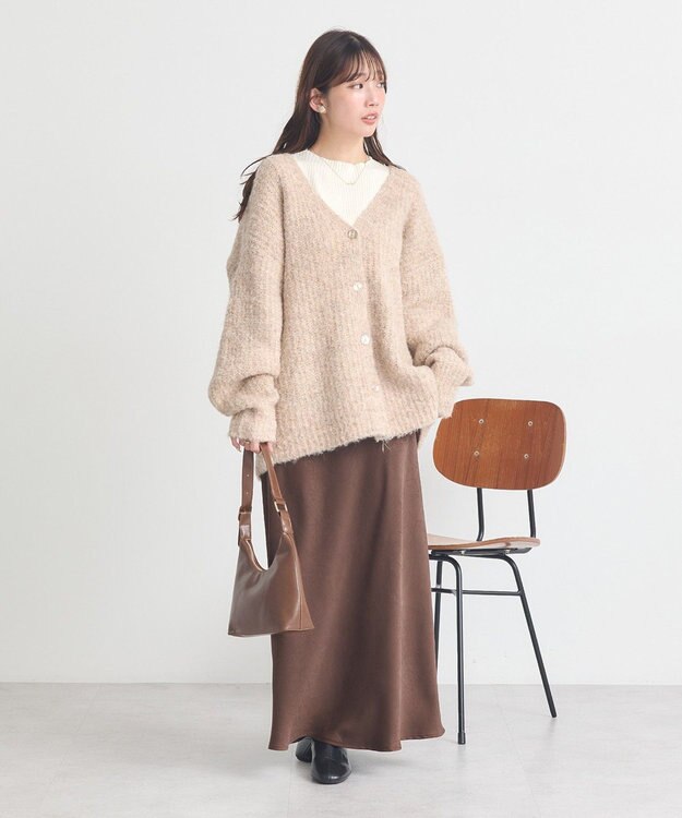 earth music&ecology 【ベルト付き】ＭＩＸカラーブークレカーディガン Light Blue