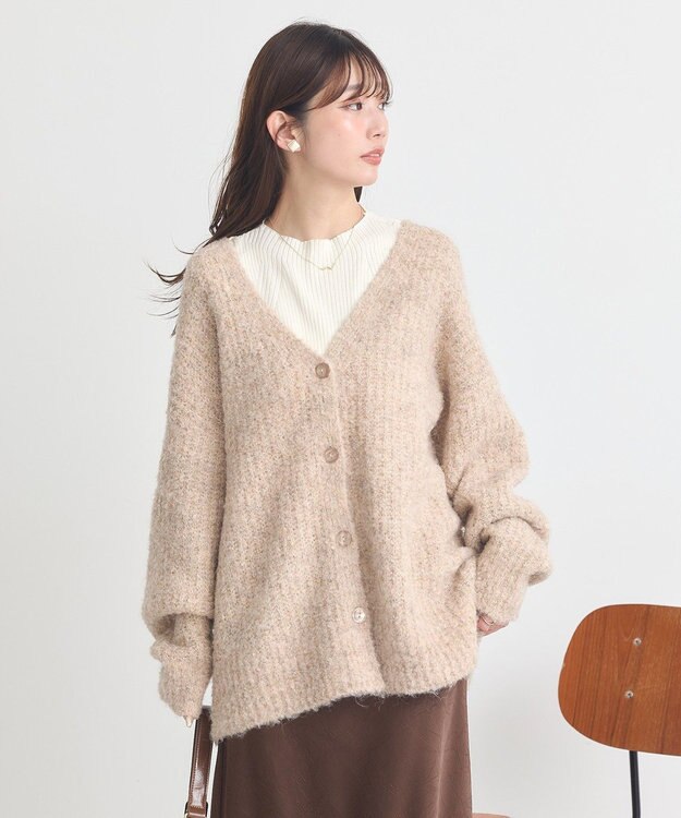 earth music&ecology 【ベルト付き】ＭＩＸカラーブークレカーディガン Light Blue