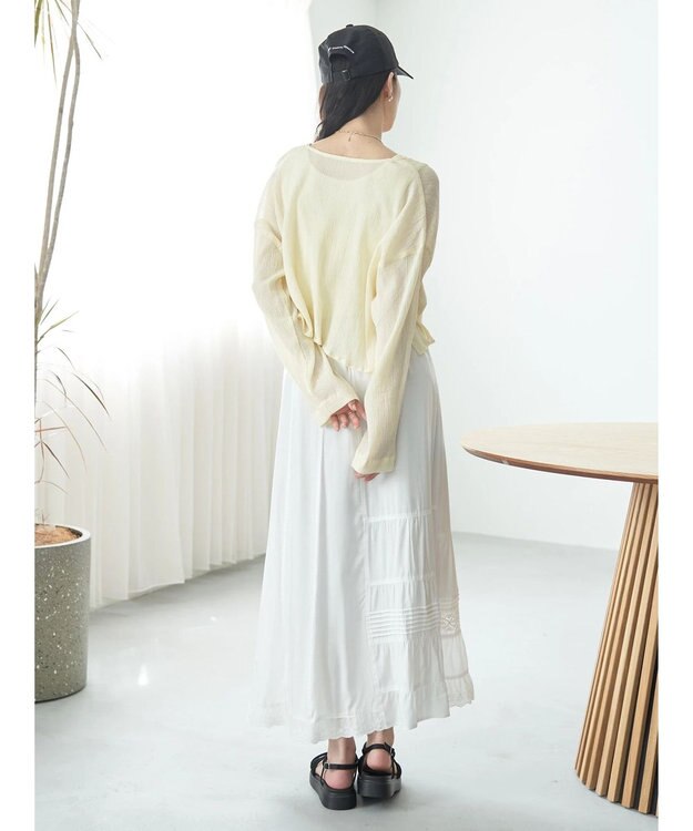 earth music&ecology ＳＥＴ２点クレープリボンブラウス＋インナー Yellow