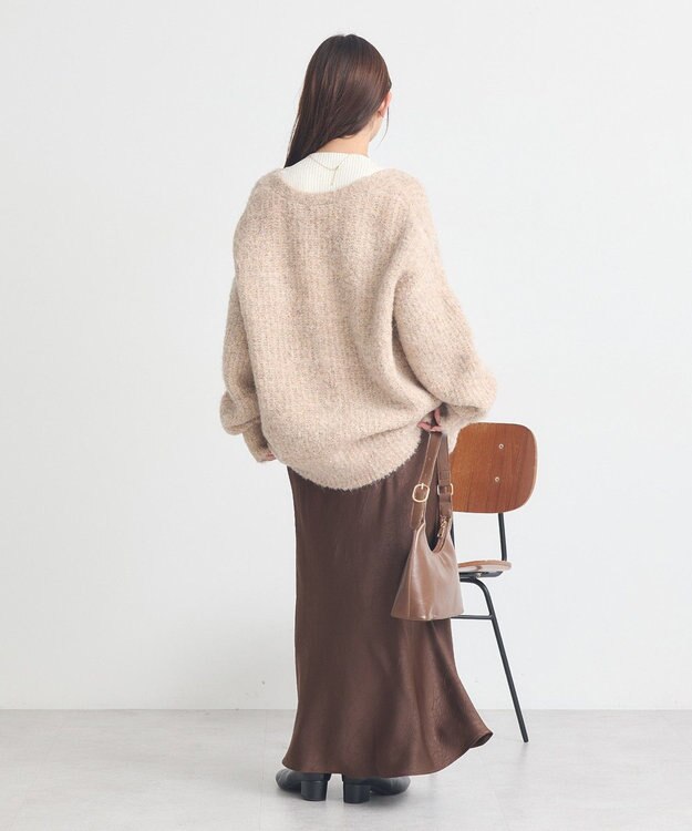 earth music&ecology 【ベルト付き】ＭＩＸカラーブークレカーディガン Light Blue