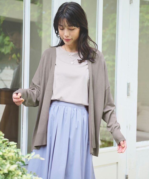 ANY L 【マシンウォッシュ/UVカット】ミドルレングスカーディガン ブラウン系