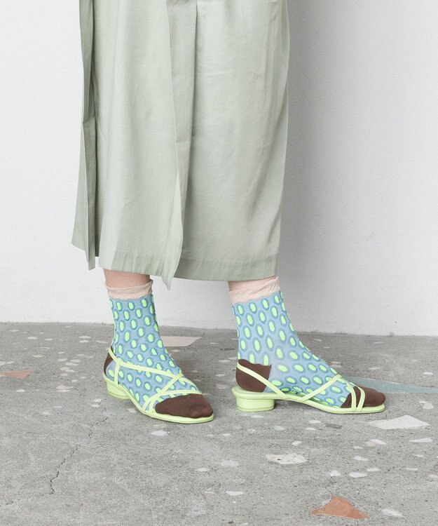 TRICOTE バンピーメッシュドットソックス 41LIME