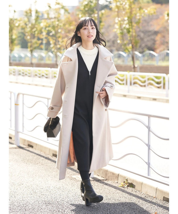 earth music&ecology ２ｗａｙカラーロングコート Beige