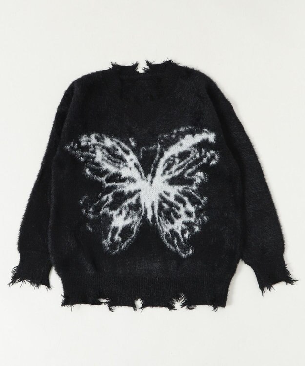 WEGO バタフライダメージニット ブラック