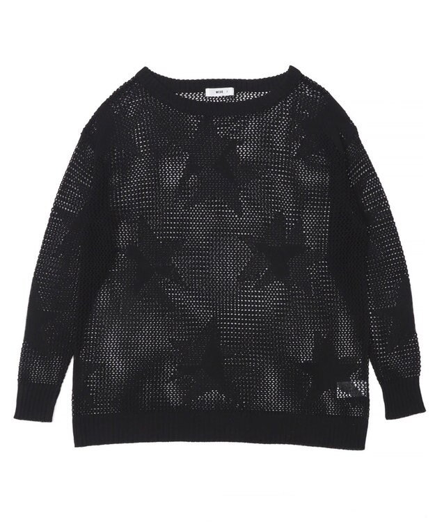 WEGO スターメッシュBIGニット ブラック