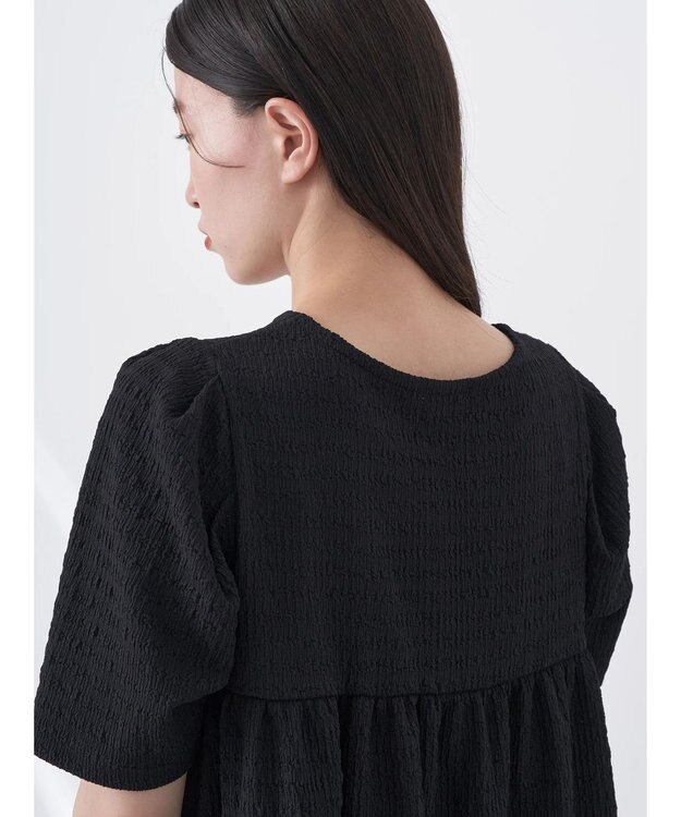 earth music&ecology ジャガードギャザーチュニック Black