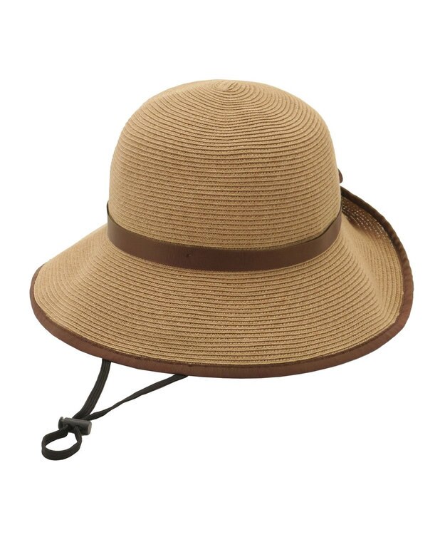 MOONBAT 【遮光98%以上/UPF50＋/UVカット】洗えるペーパーブレードリボンハット 手洗いOK/サイズ調整可能/抗菌防臭加工 ブラウン